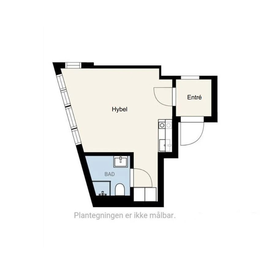 Plantegning av studioleilighet