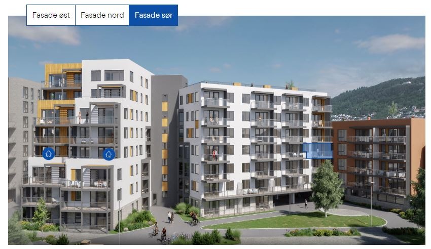 Leilighet merket i blått til høyre