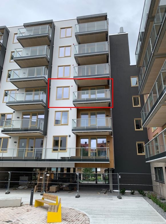 Leilighet merket i rødt