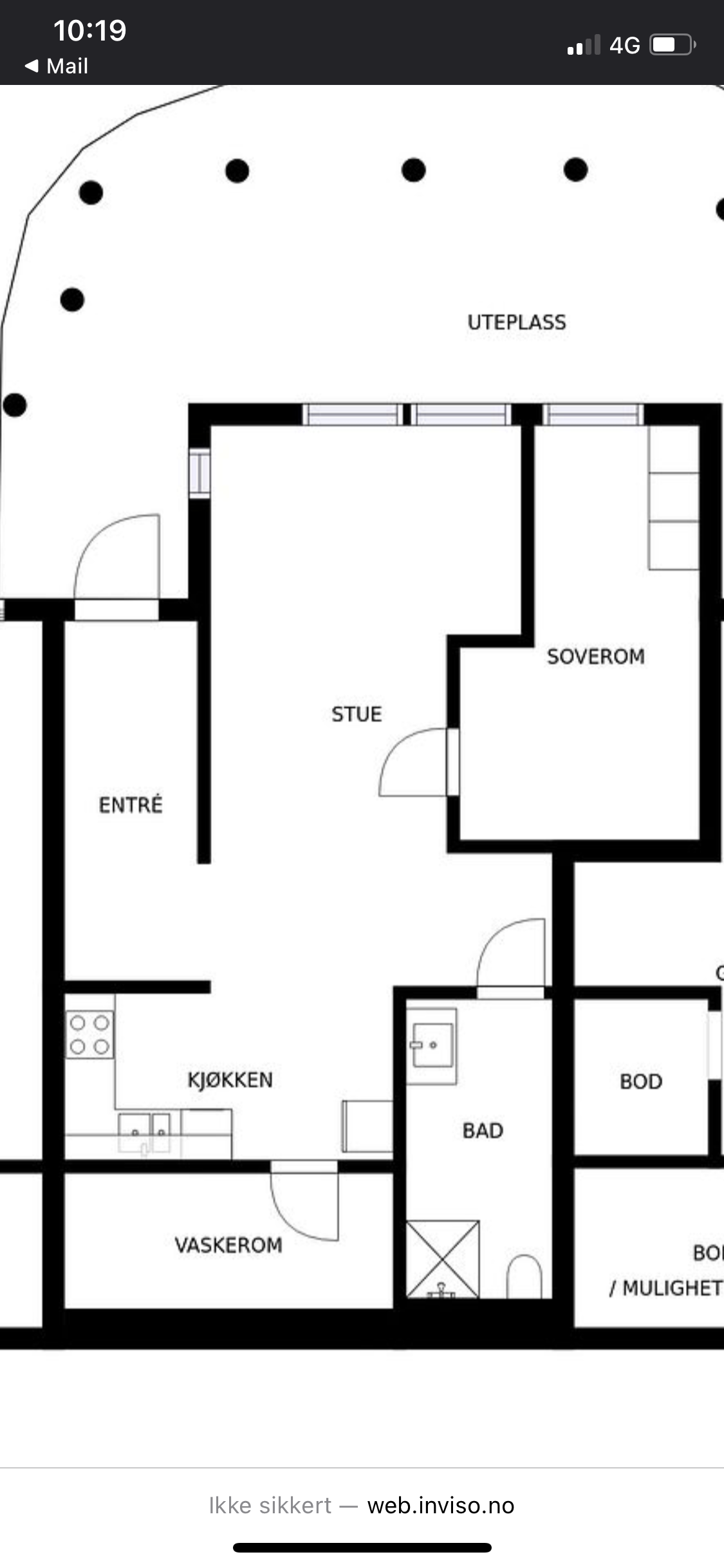 Plantegning. Stort oppbevaringsrom nederst
