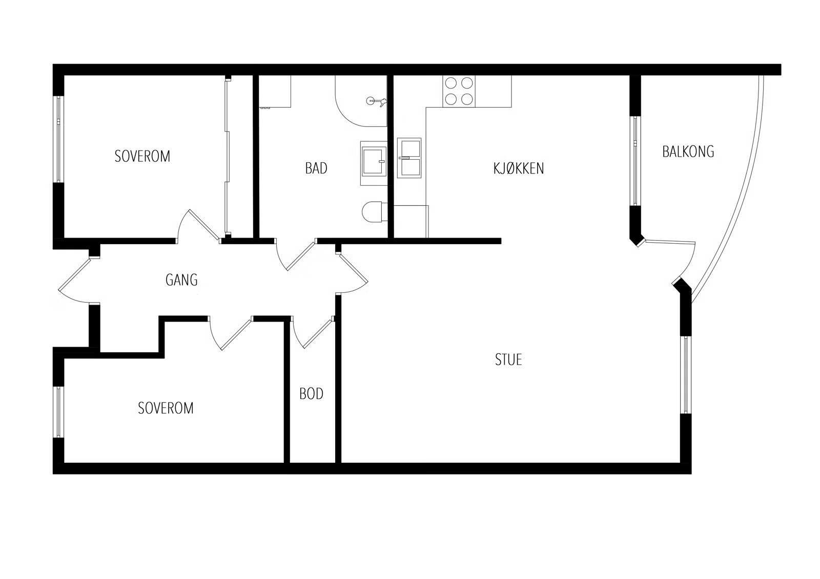 Plantegning av leilighet