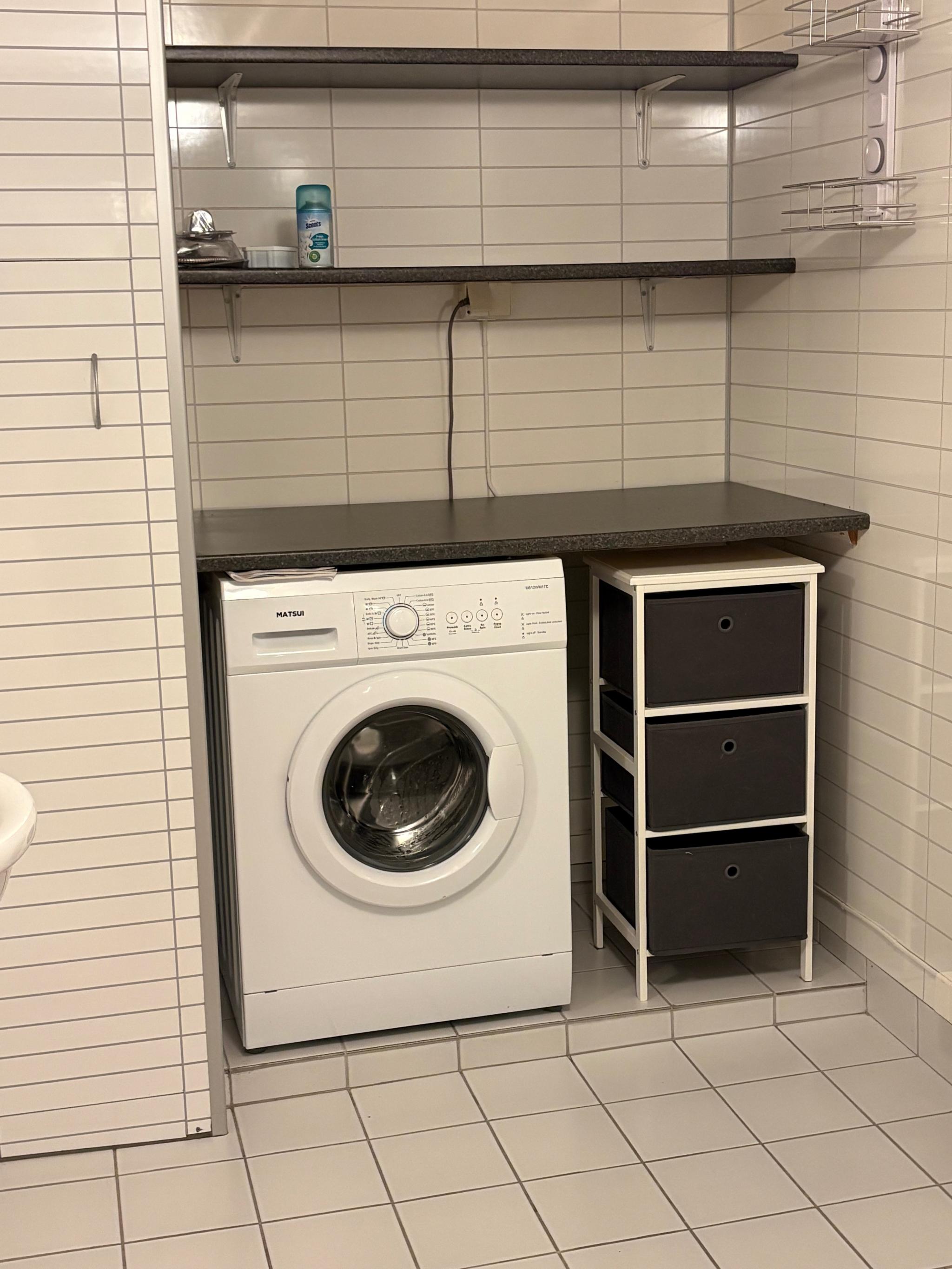 Innebygd for vaskemaskin på bad