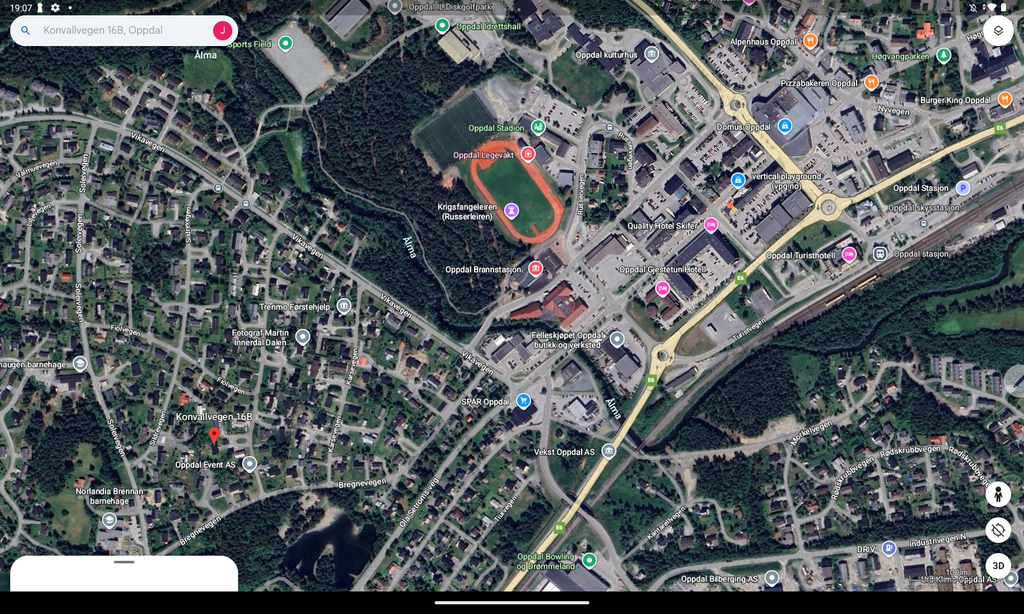 Rød pin markerer plassering av bolig