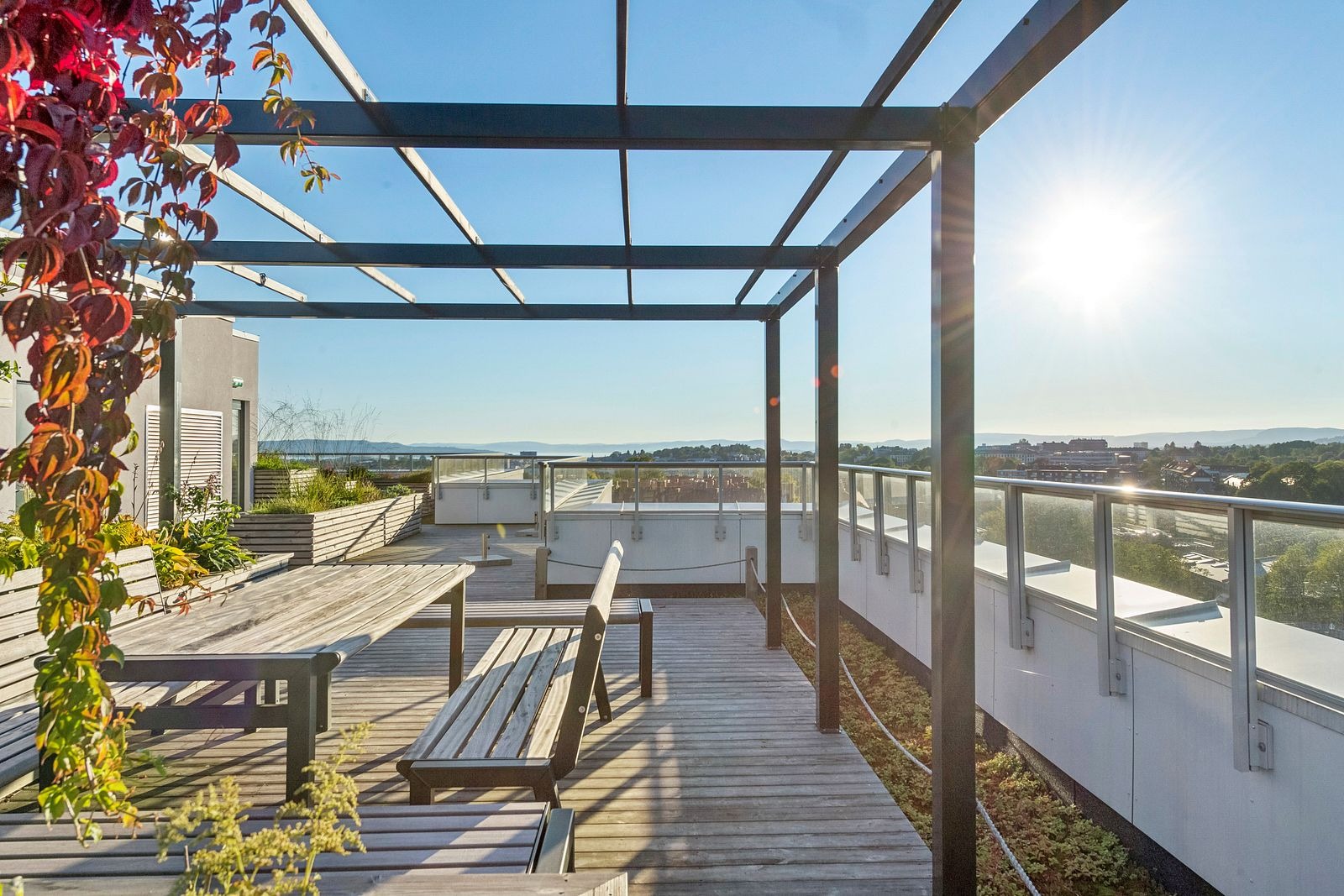 Deilig takterrasse med nydelig utsikt