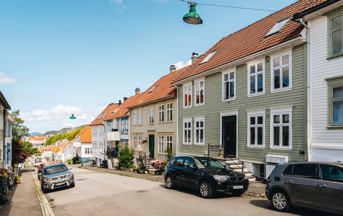 Pastellgrønn fasade