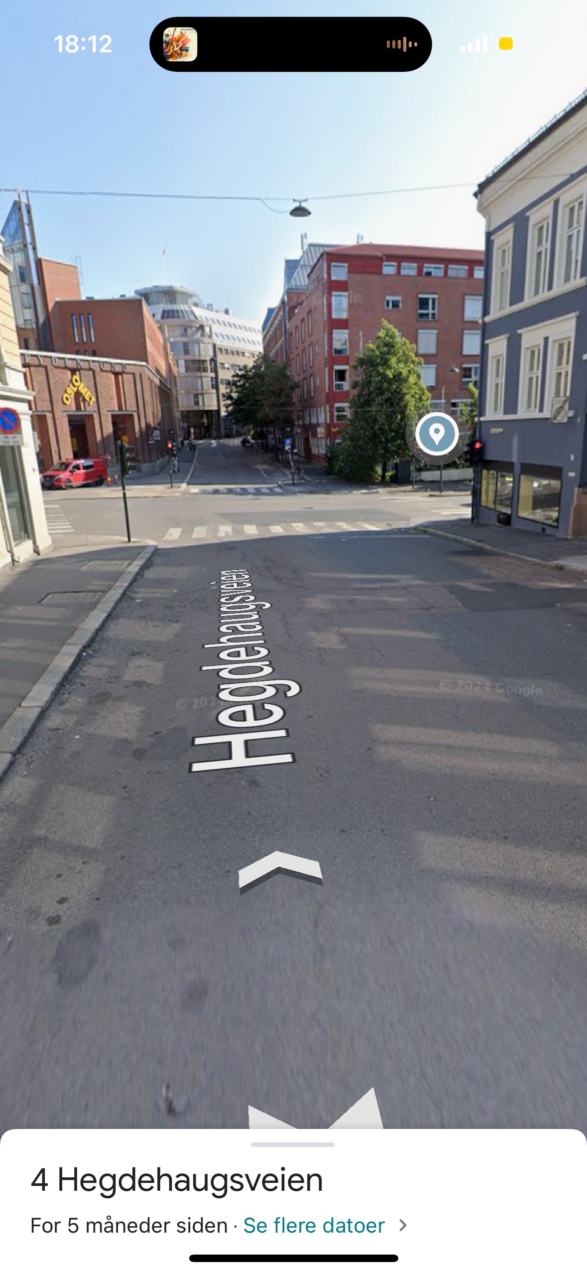 Gangavstand fra OsloMet. Ca 30 sek/1 min å gå.