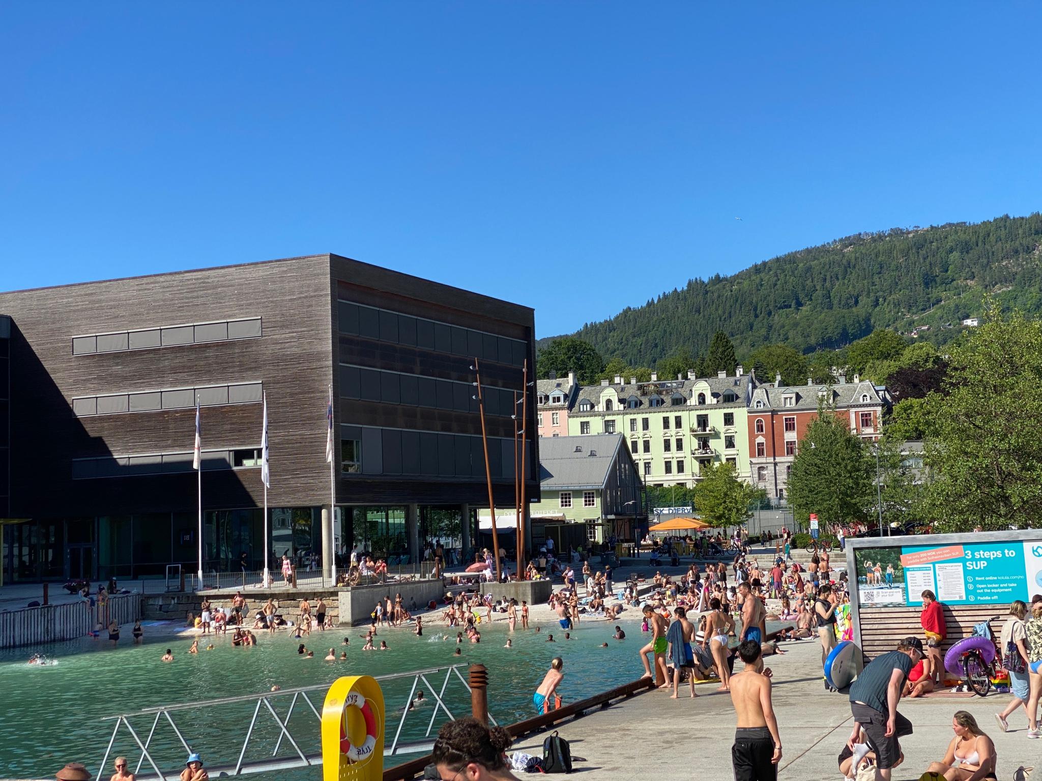 BI og bystranden noen minutter unna. Rett over Småpudden. 