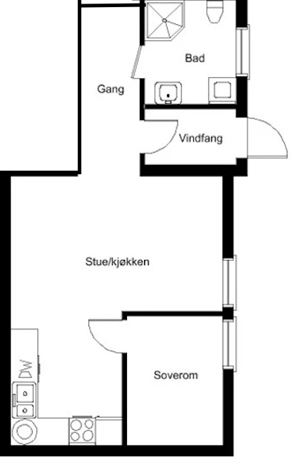 Plantegning- deler av første etg. egen inngang