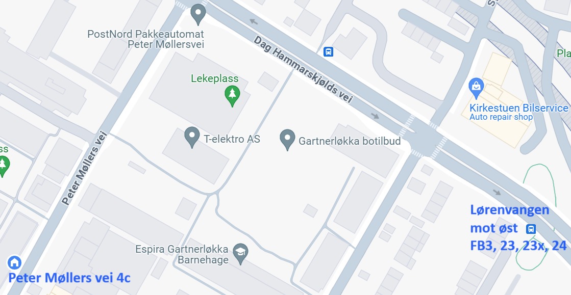 Det er 450 m til Flybussen mot Gardermoen