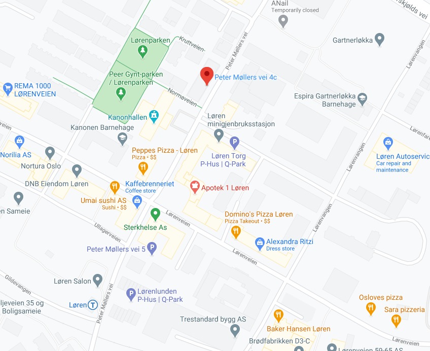 Du finner det meste innenfor en radius av 300 m. fra leiligheten.