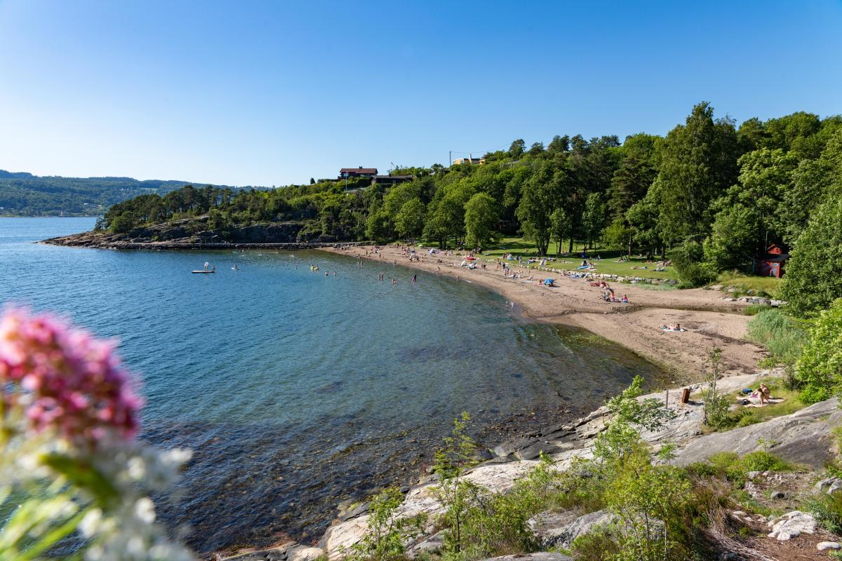 Kort gåtur til idyllisk strandliv