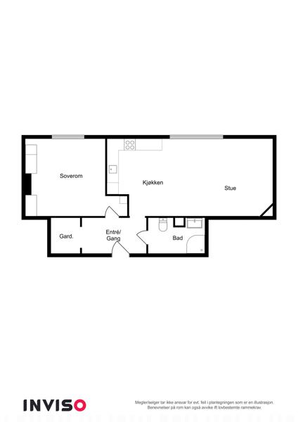 Leiligheten har god romfølelse og perfekt størrelse for en person eller et par.