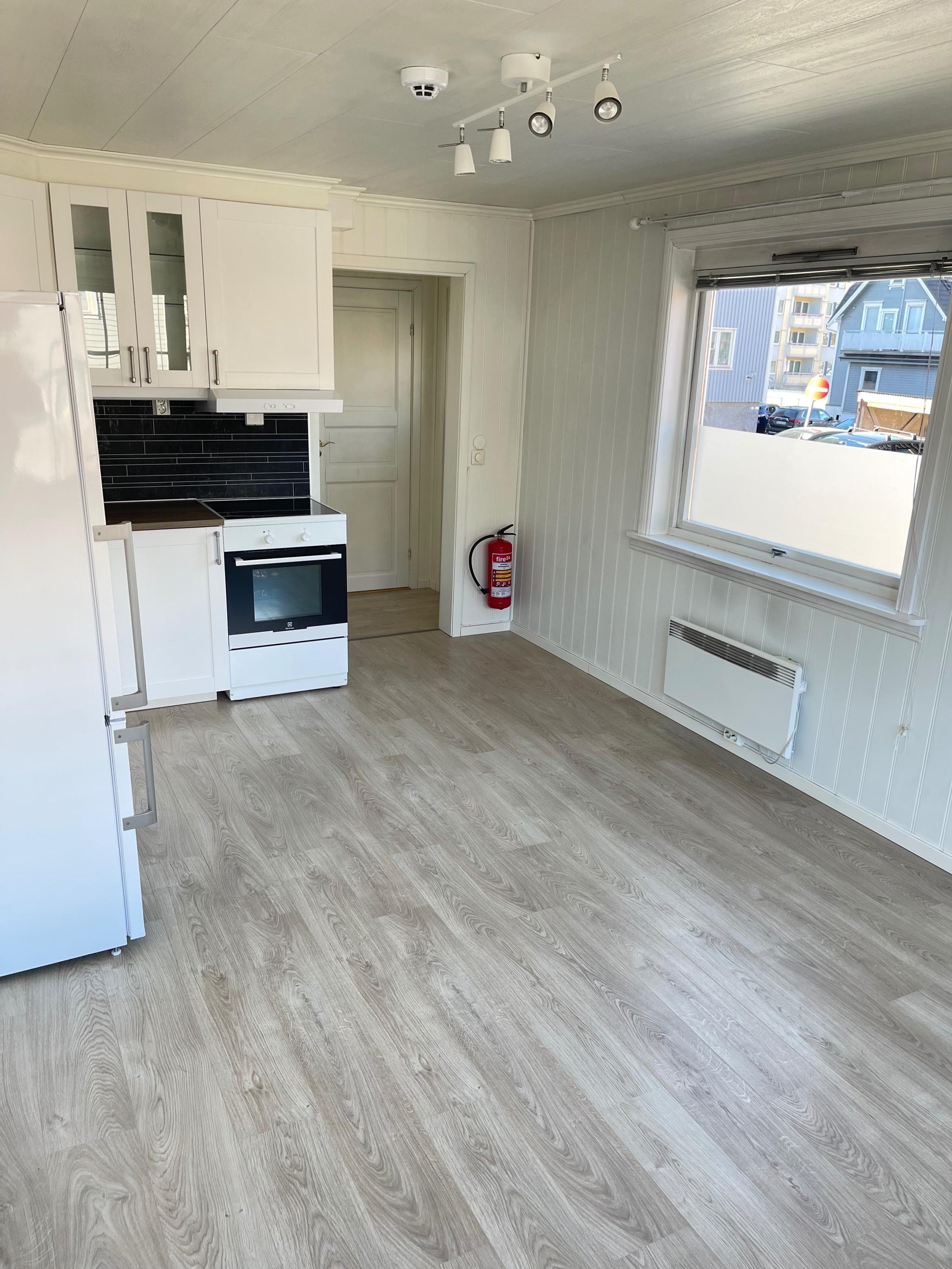 Stue mot kjøkkenløsning