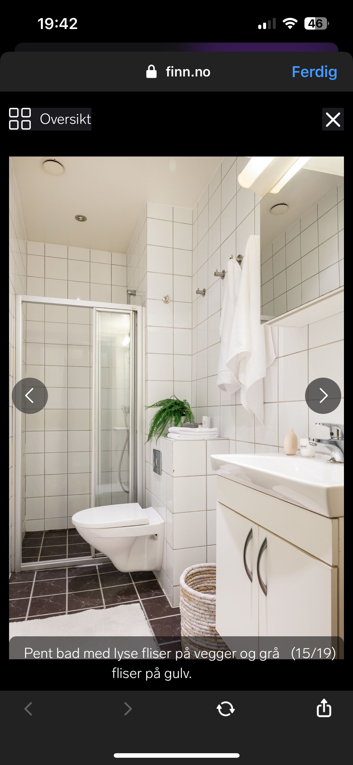 Det er nå vaskemaskin på badet