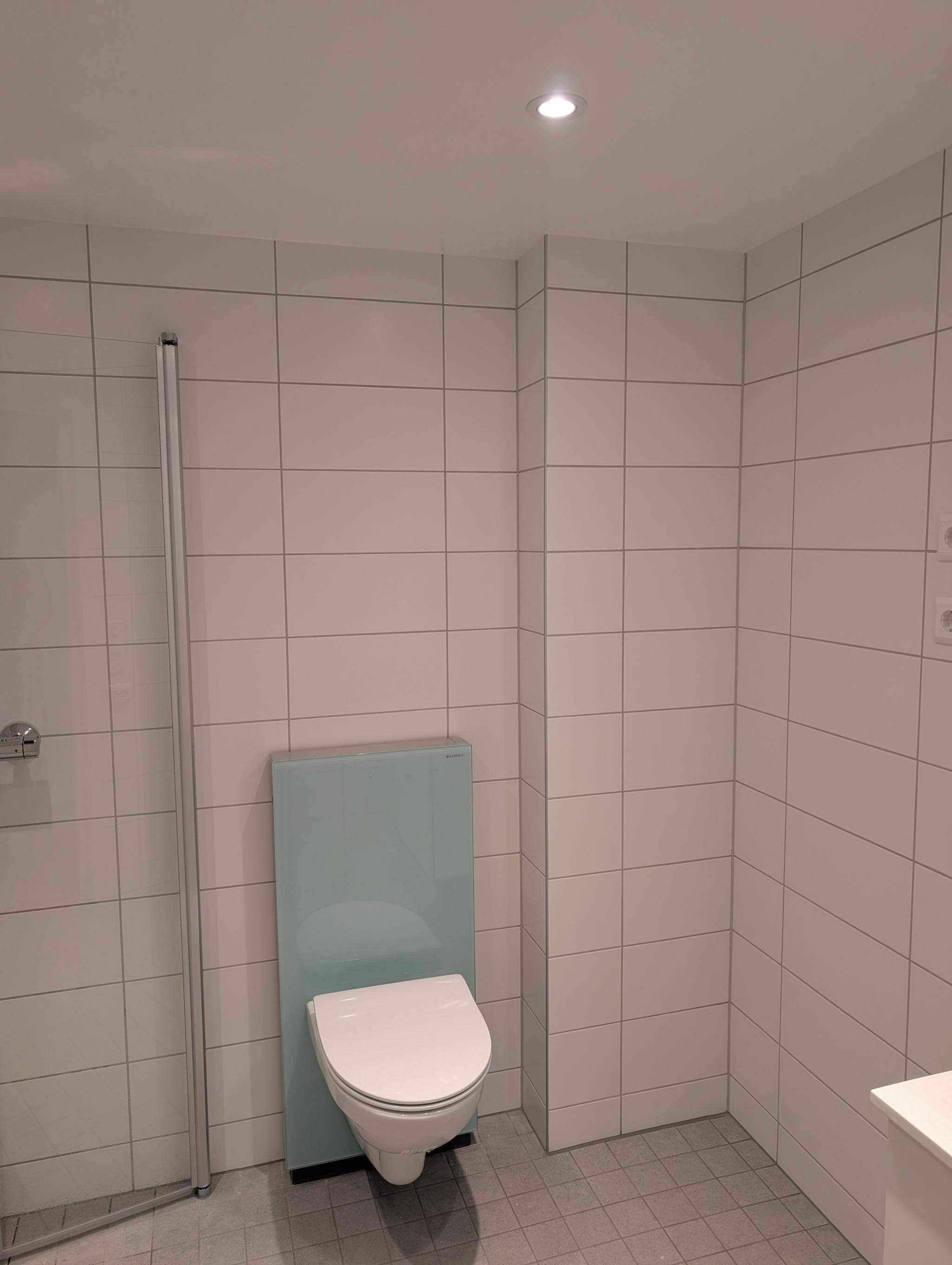 Moderne bad med vegghengt toalett