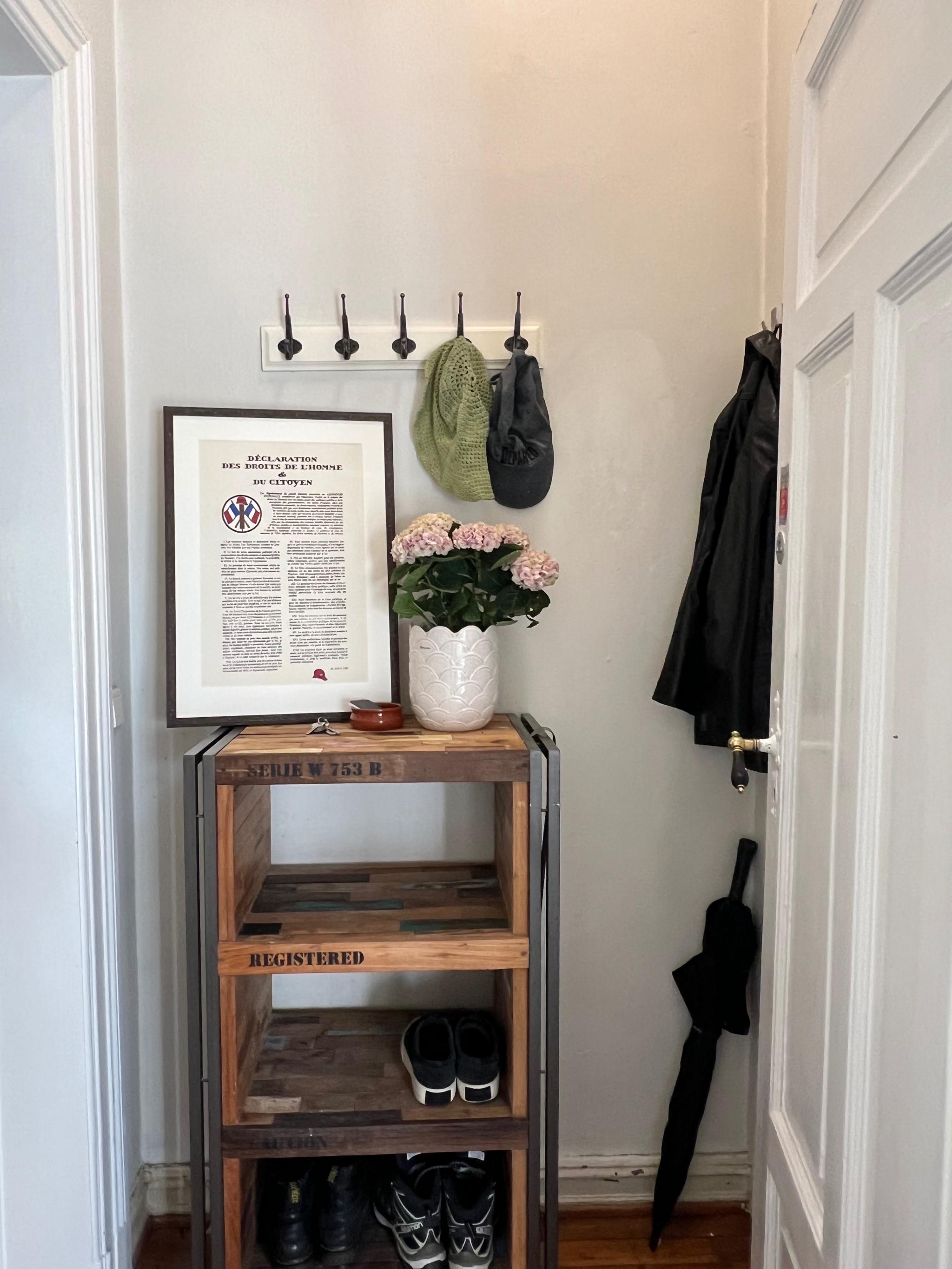 Velkommen inn til liten gang med plass til sko og jakker. (skoskap og hengekroker følger med)