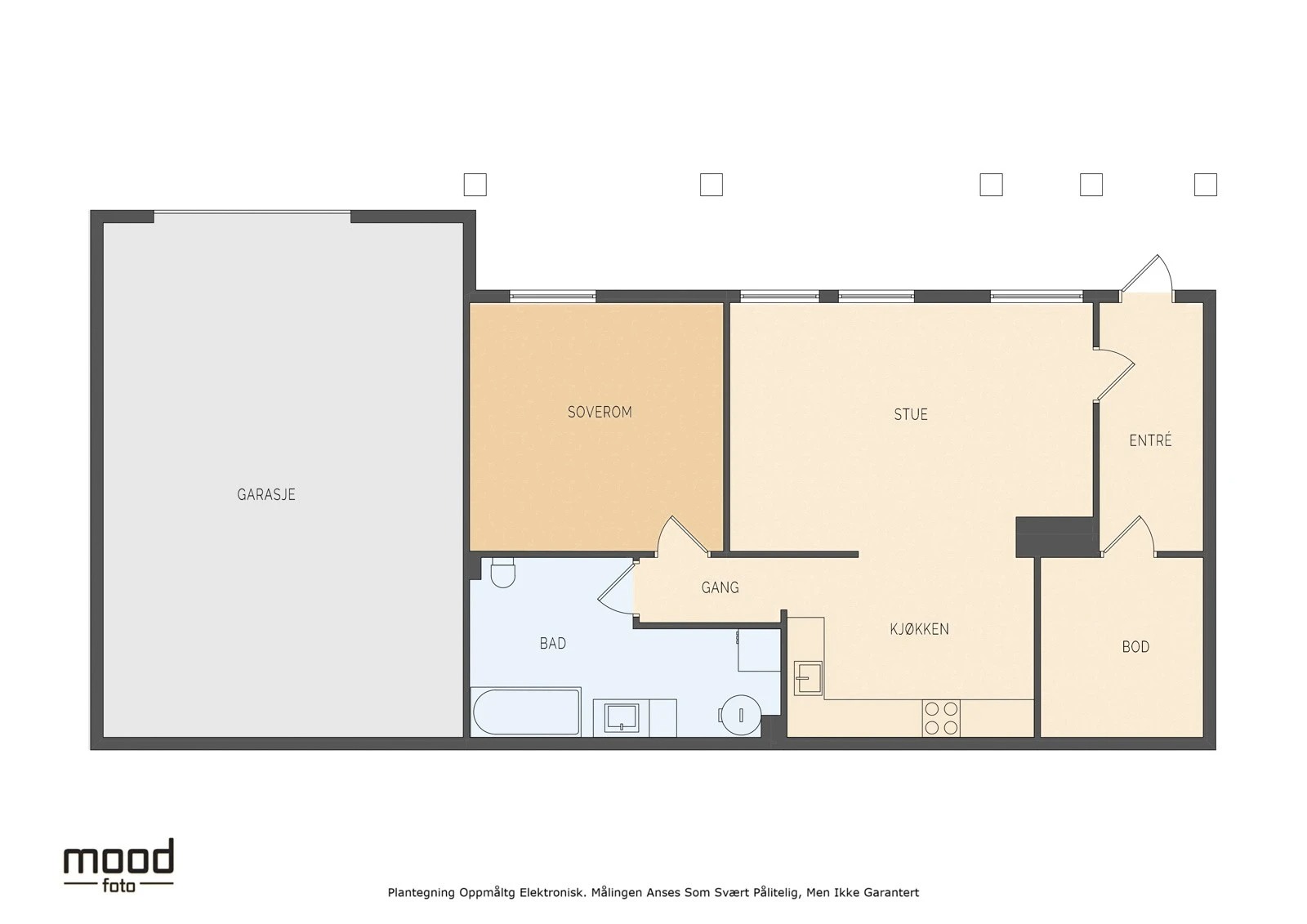 Planløsning for leiligheten. (Garasje følger ikke leieforholdet)