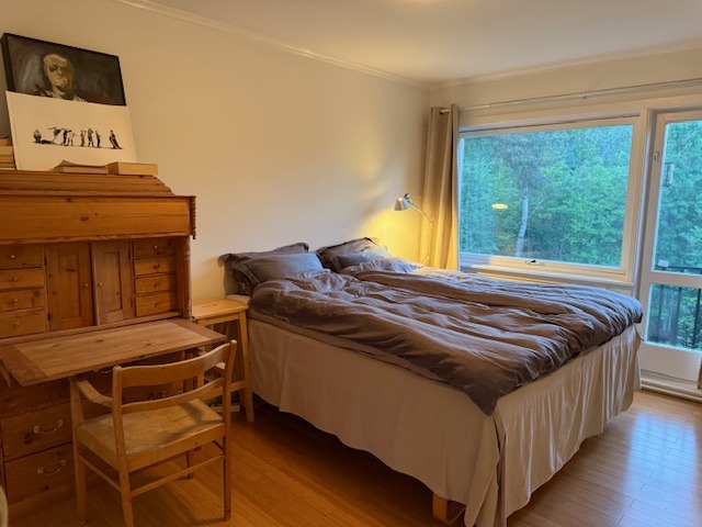Stort og lyst hovedsoverom (lystette gardiner)