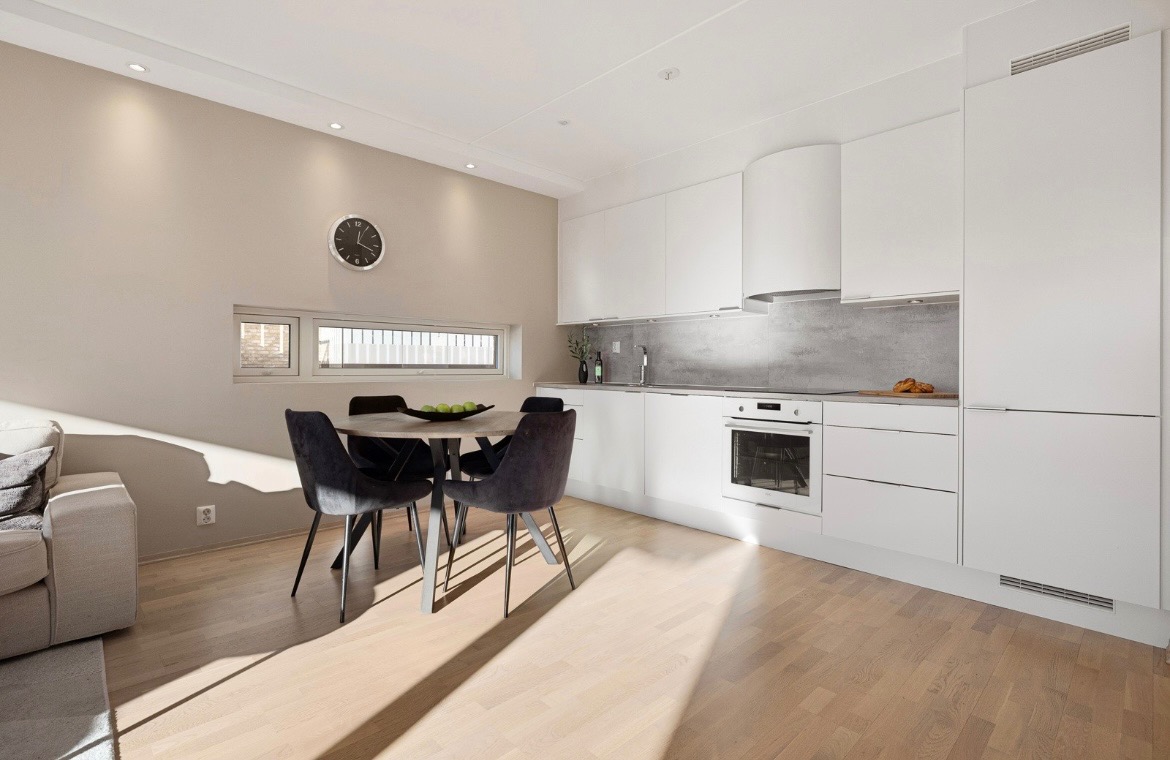 En ideell familieleilighet som kombinerer moderne kvaliteter, funksjonalitet og en sentral beliggenhet