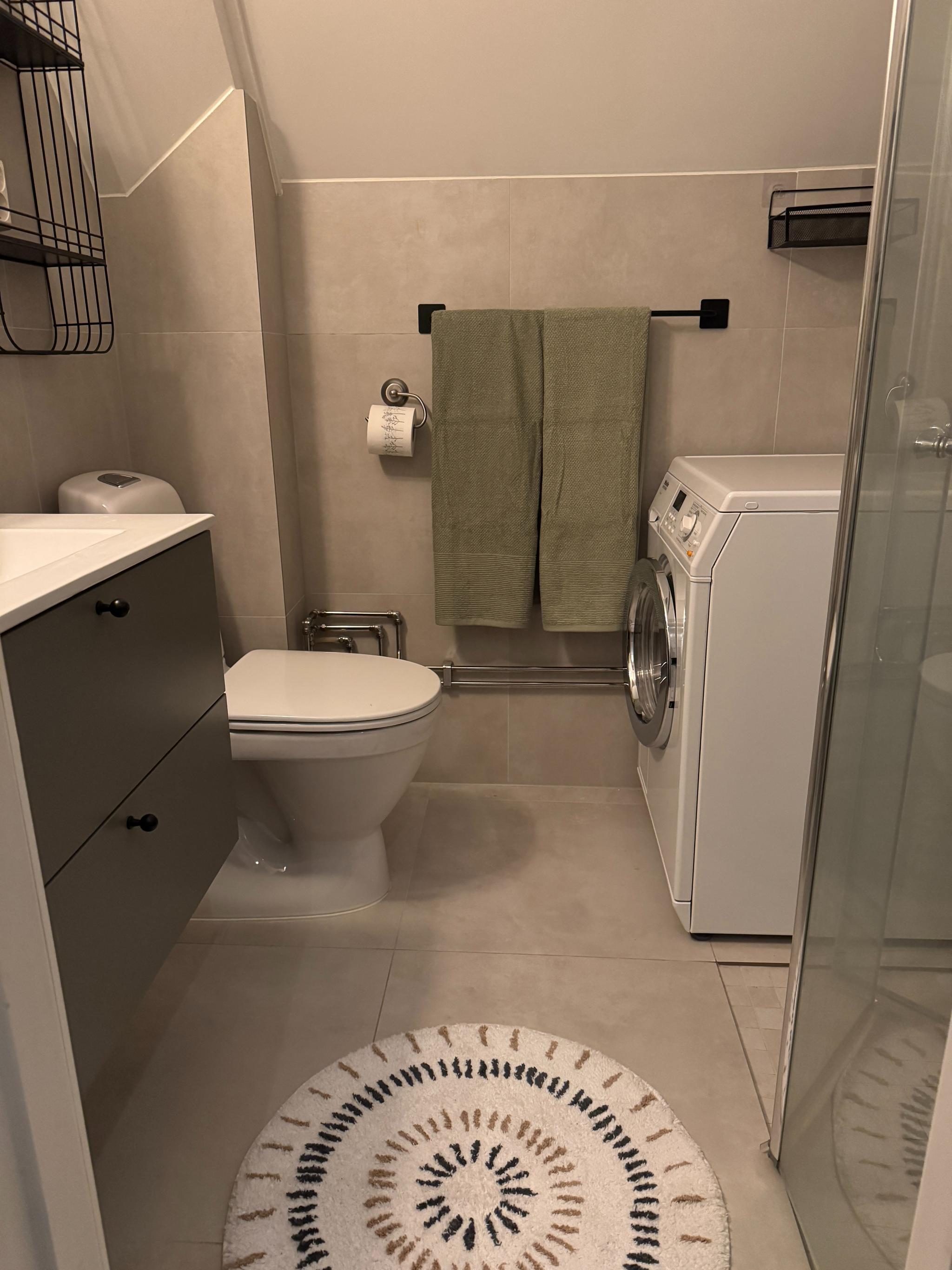 Lite bad med vaskemaskin og dusj