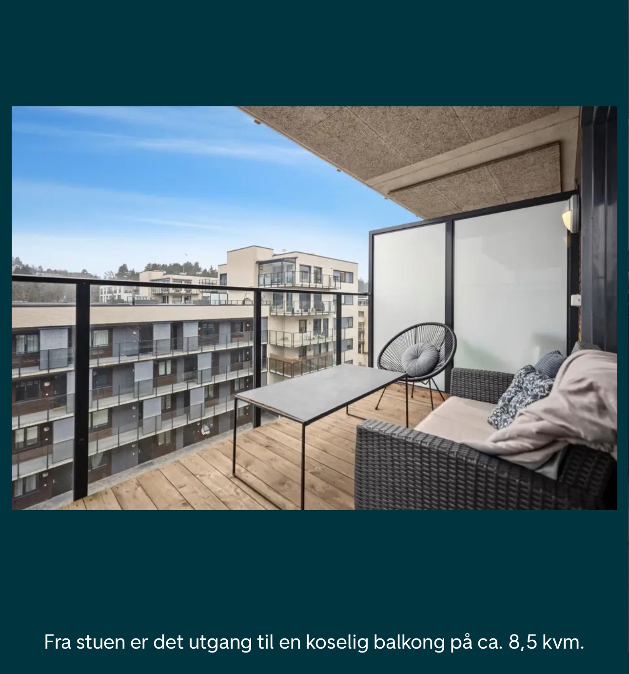 Terrasse med utsikt mot felles grønt areal