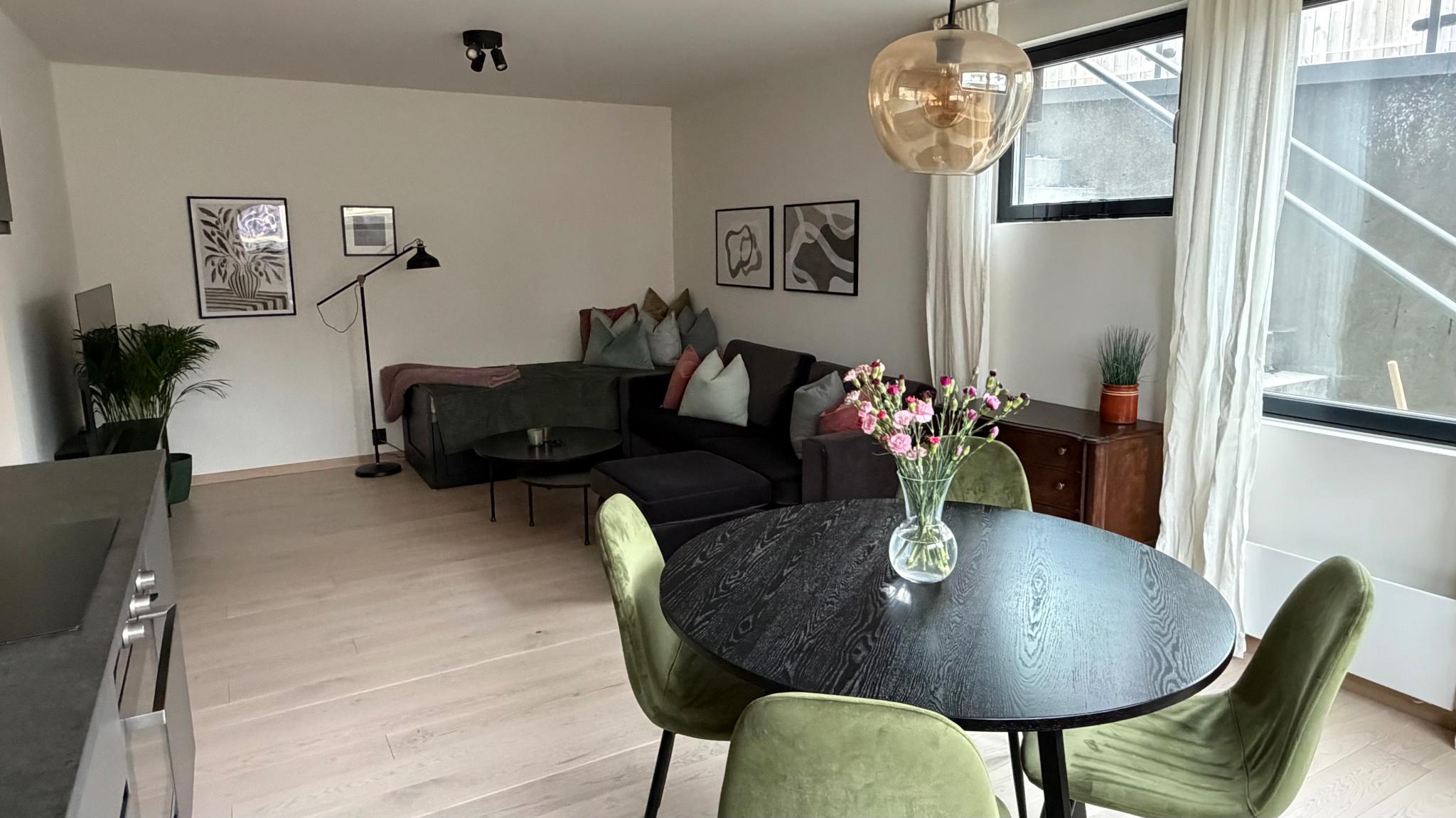 Innflytningsklar, møblert hybelleilighet med fullt utstyrt kjøkken