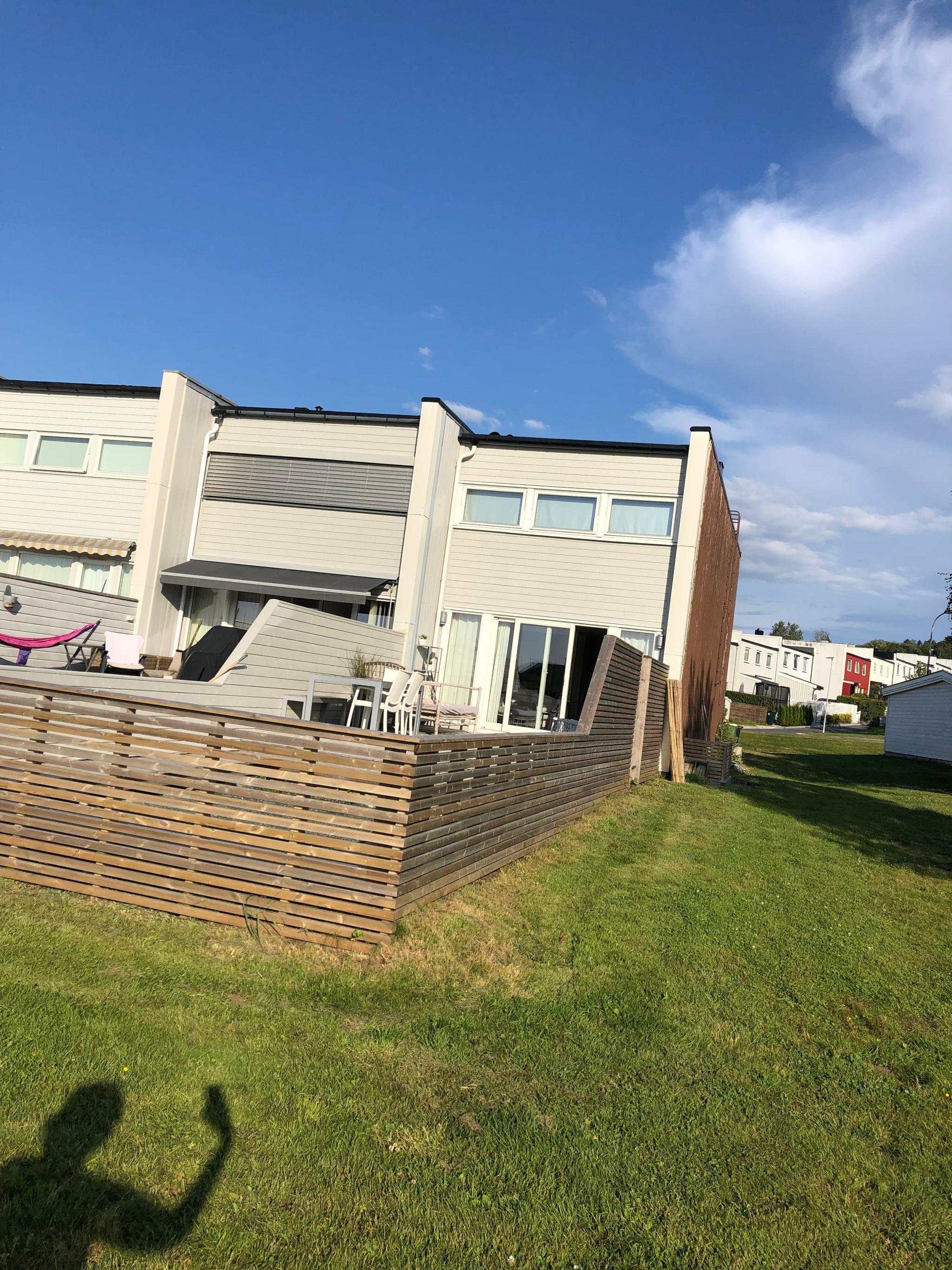 Stor utvendig platting med fantastiske solforhold helt til solen går ned (ca 23.30 i juli)