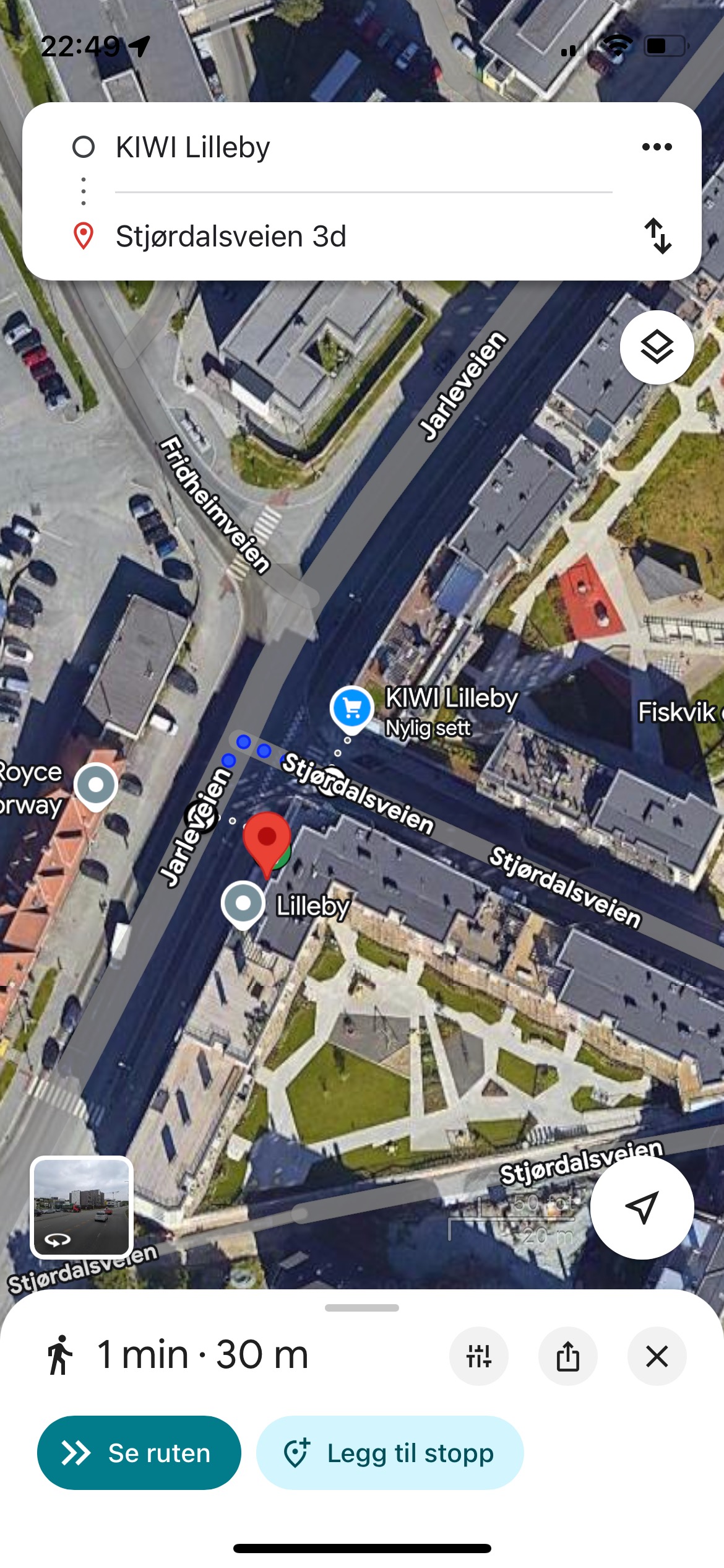 avstand til nærmeste butikk