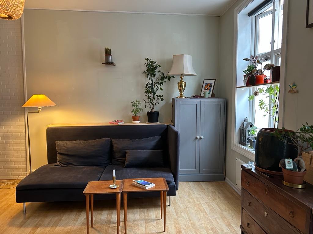 Stue, sofaen kan stå igjen