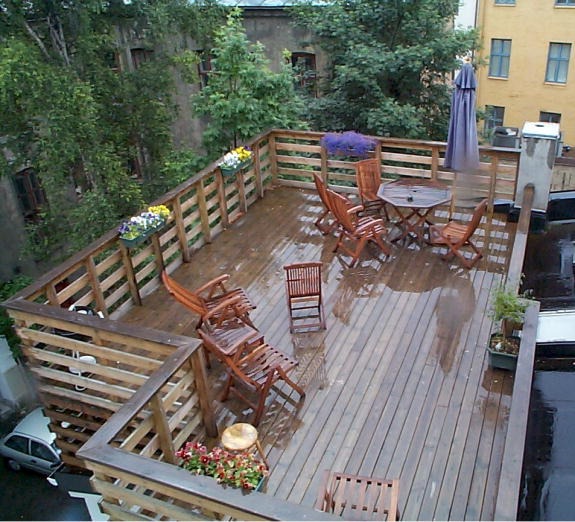 Felles veranda på taket