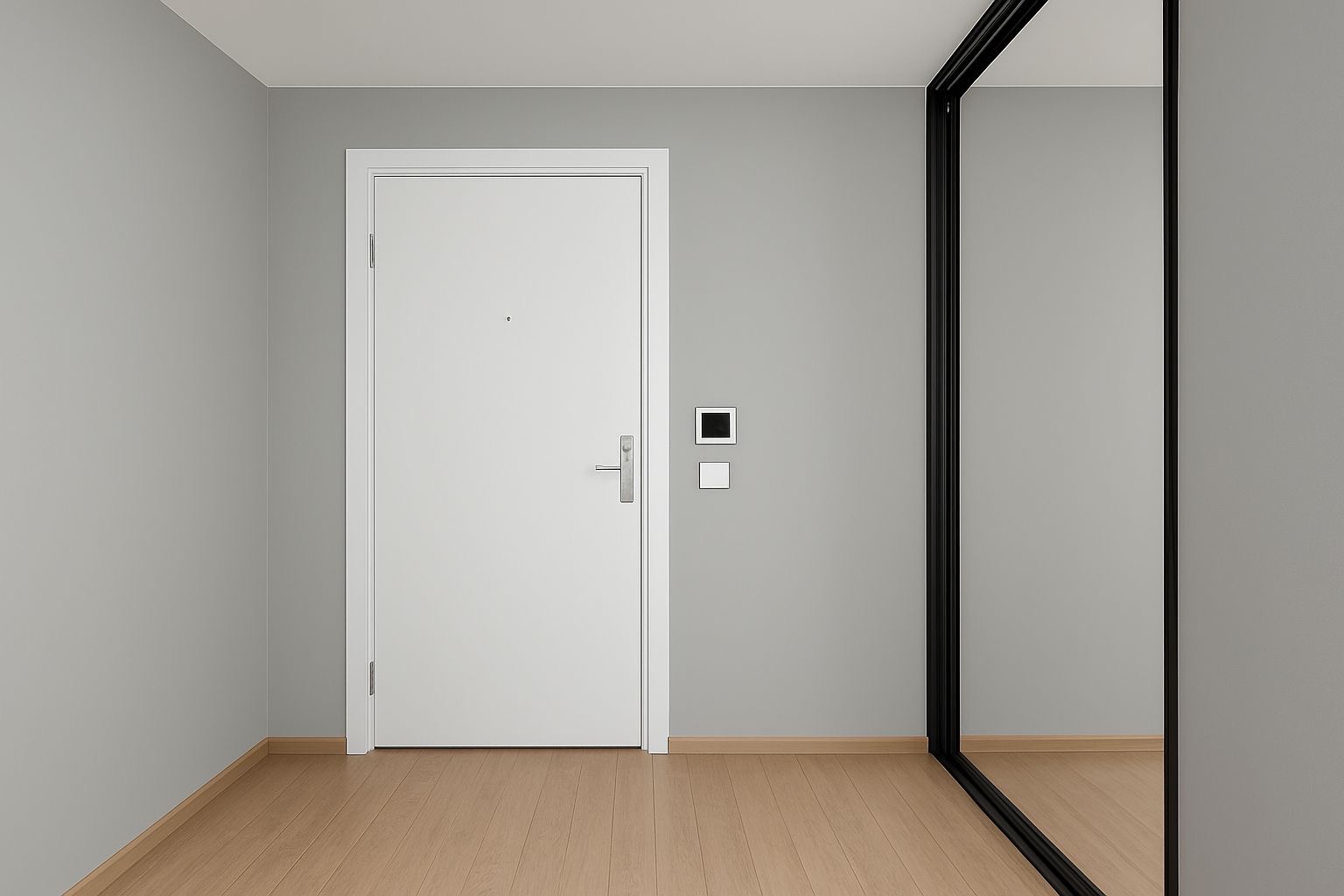 Det kommer til å montere en skyvedører garderobe på inngangen. Dette bildet er kun til veiledning