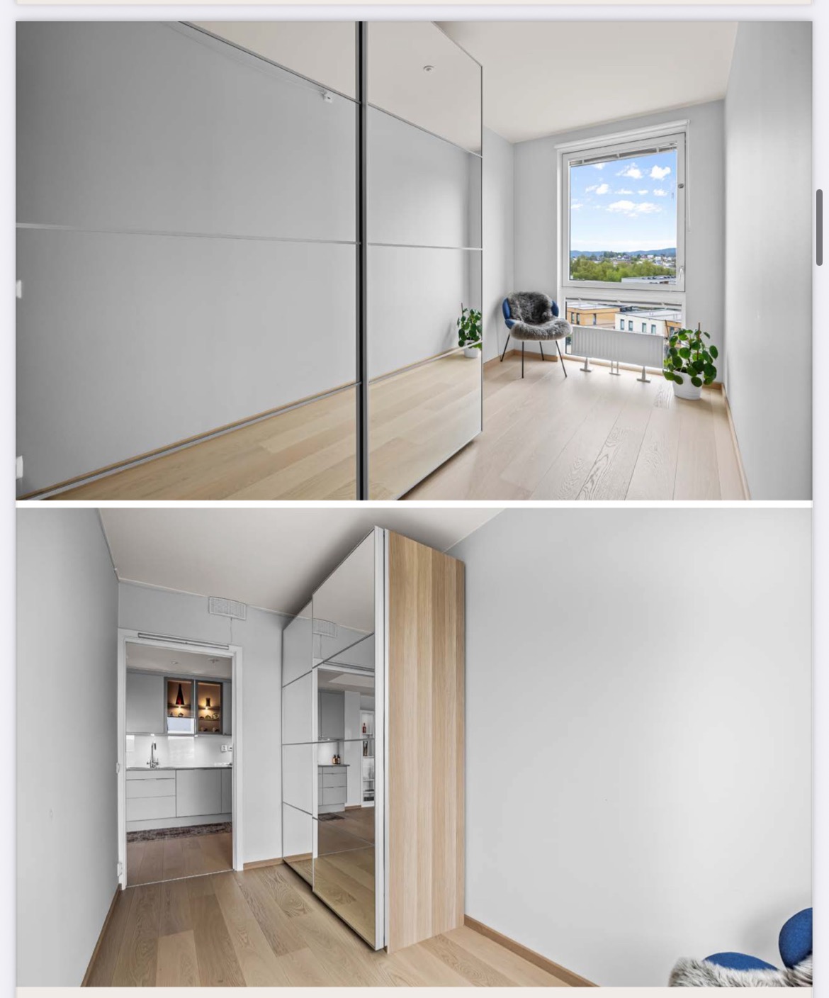 Den lille soverom er med
Skyvedør garderobeskap