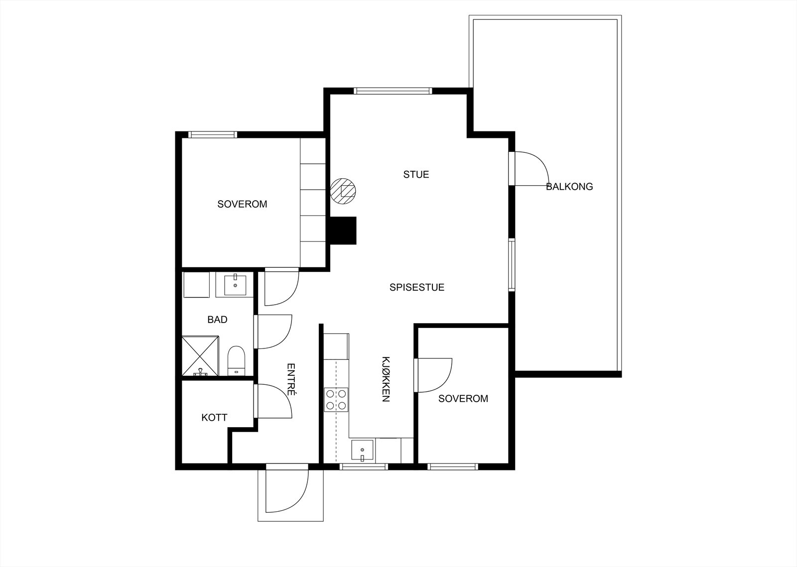 Plantegning. Ikke målbar, ment som illustrasjon. 