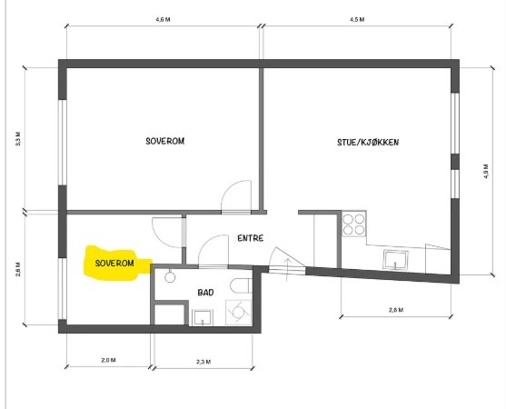 Soverommet som er ledig