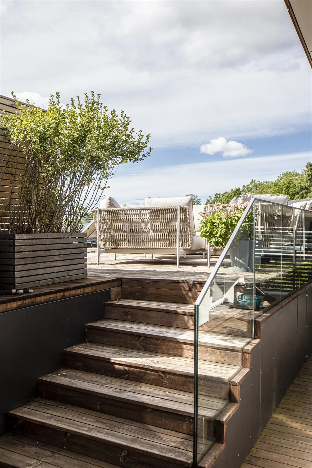 Takterrasse med to nivåer