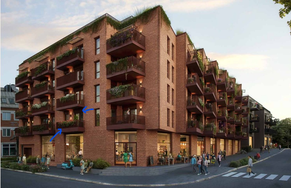 leilighet 2.etasje - blå pil