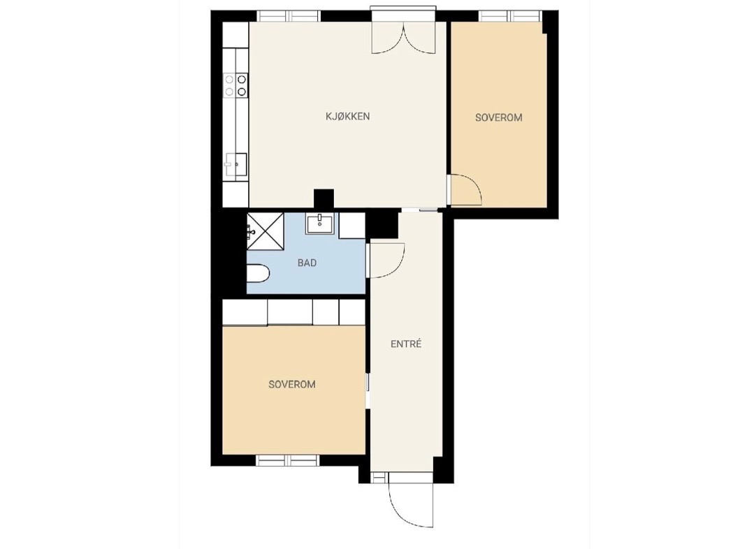 Soverommet vedsiden av entreen er det som er ledig. 
