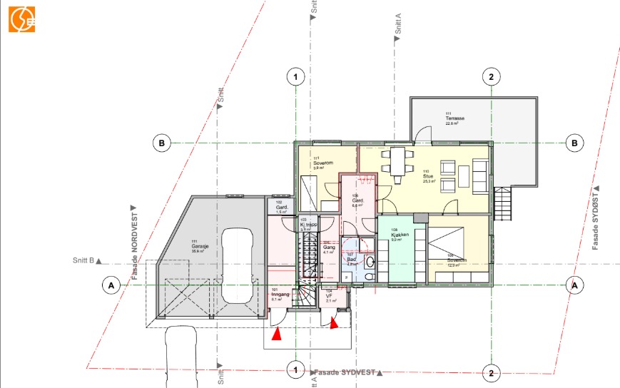 Arkitekt-tegnet plan