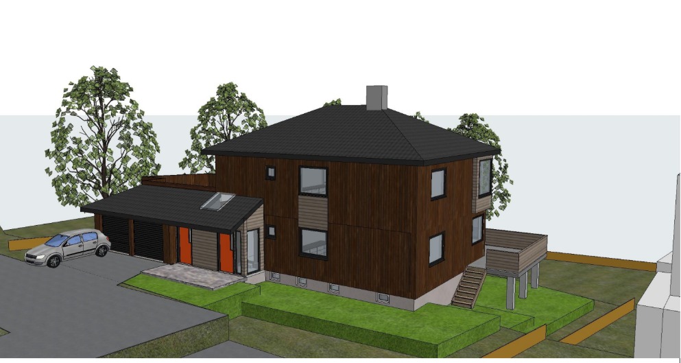 Arkitektens 3D modell for totalrenoveringen.