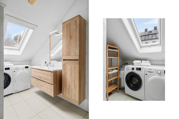 Baderom med plass til tørkerom og vaskemaskin