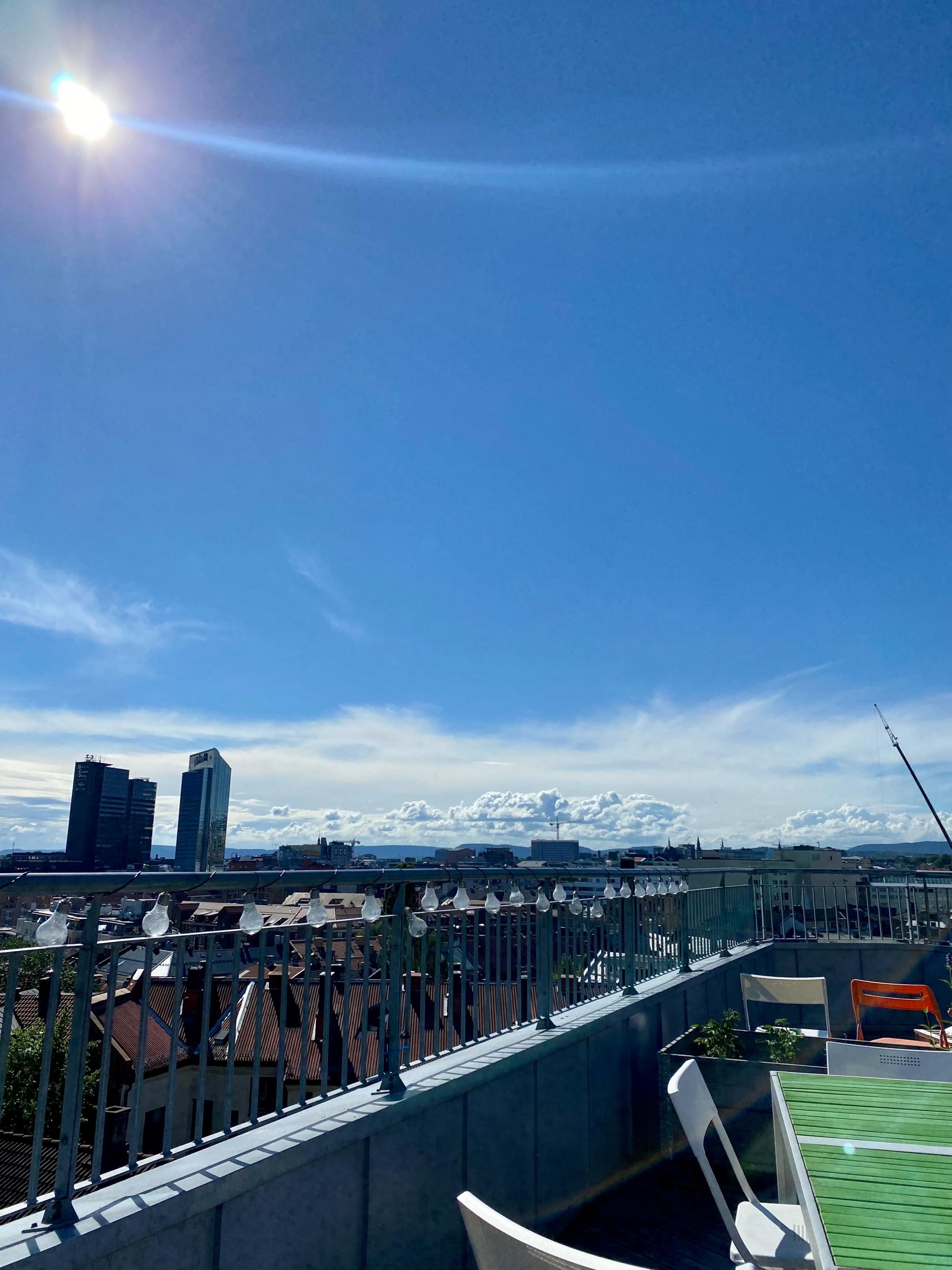 Utsikt fra felles takterrasse