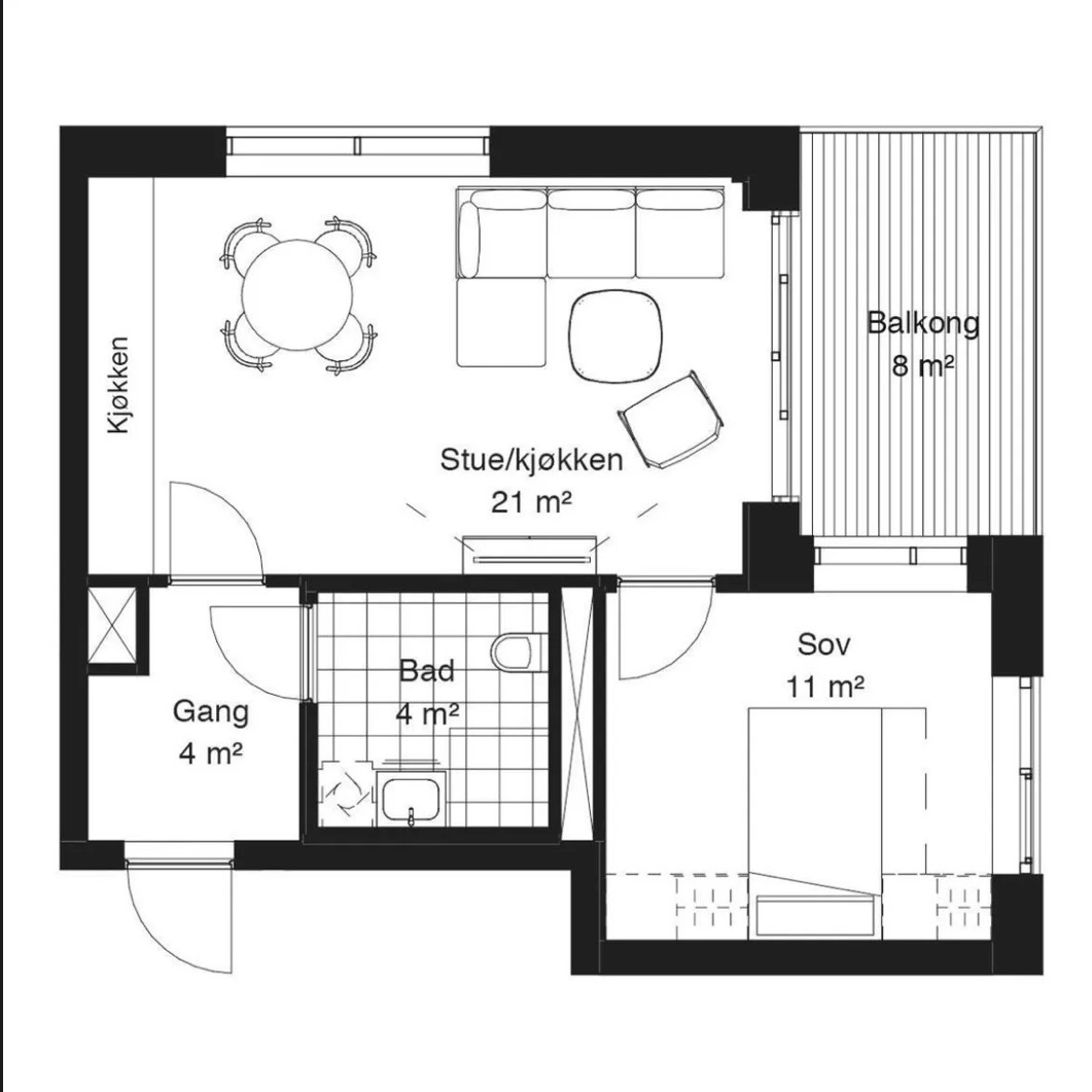 Mal over leiligheten størrelse