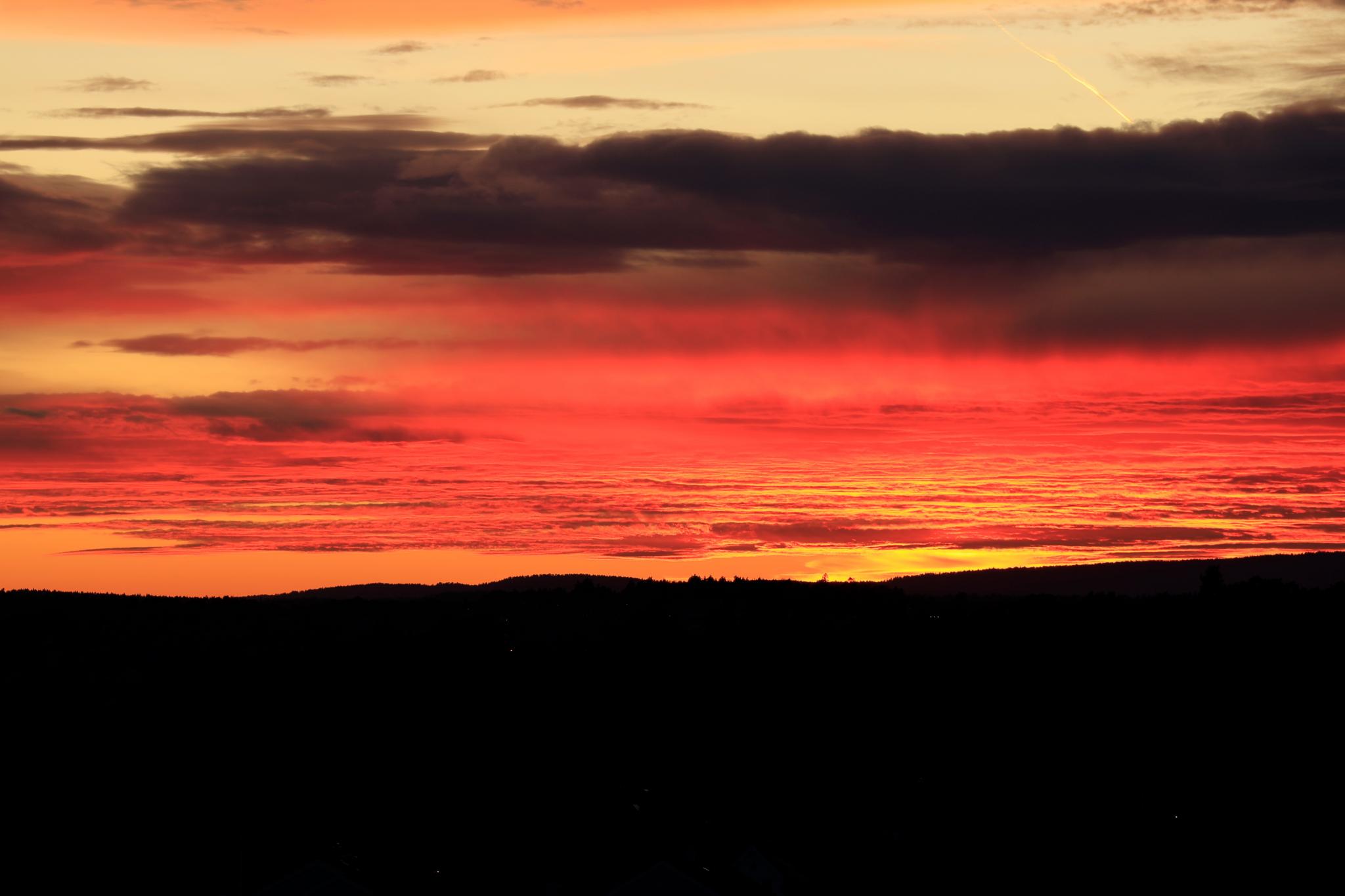 Nyt solnedganger fra balkongen.