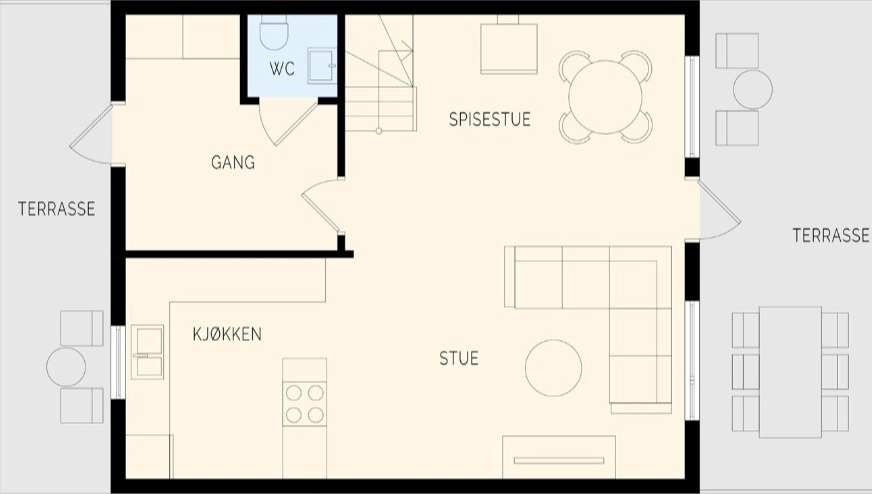 Planløsning 1 etajse