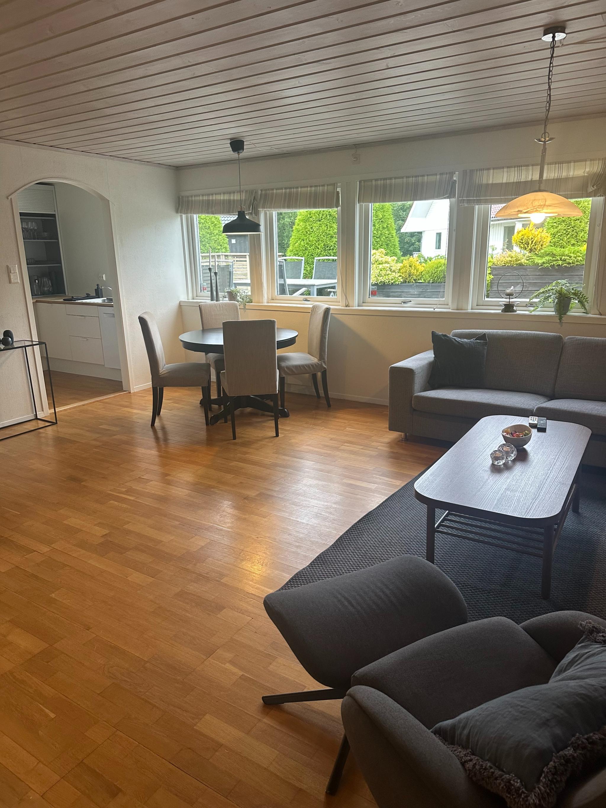 Stue med store vinduer