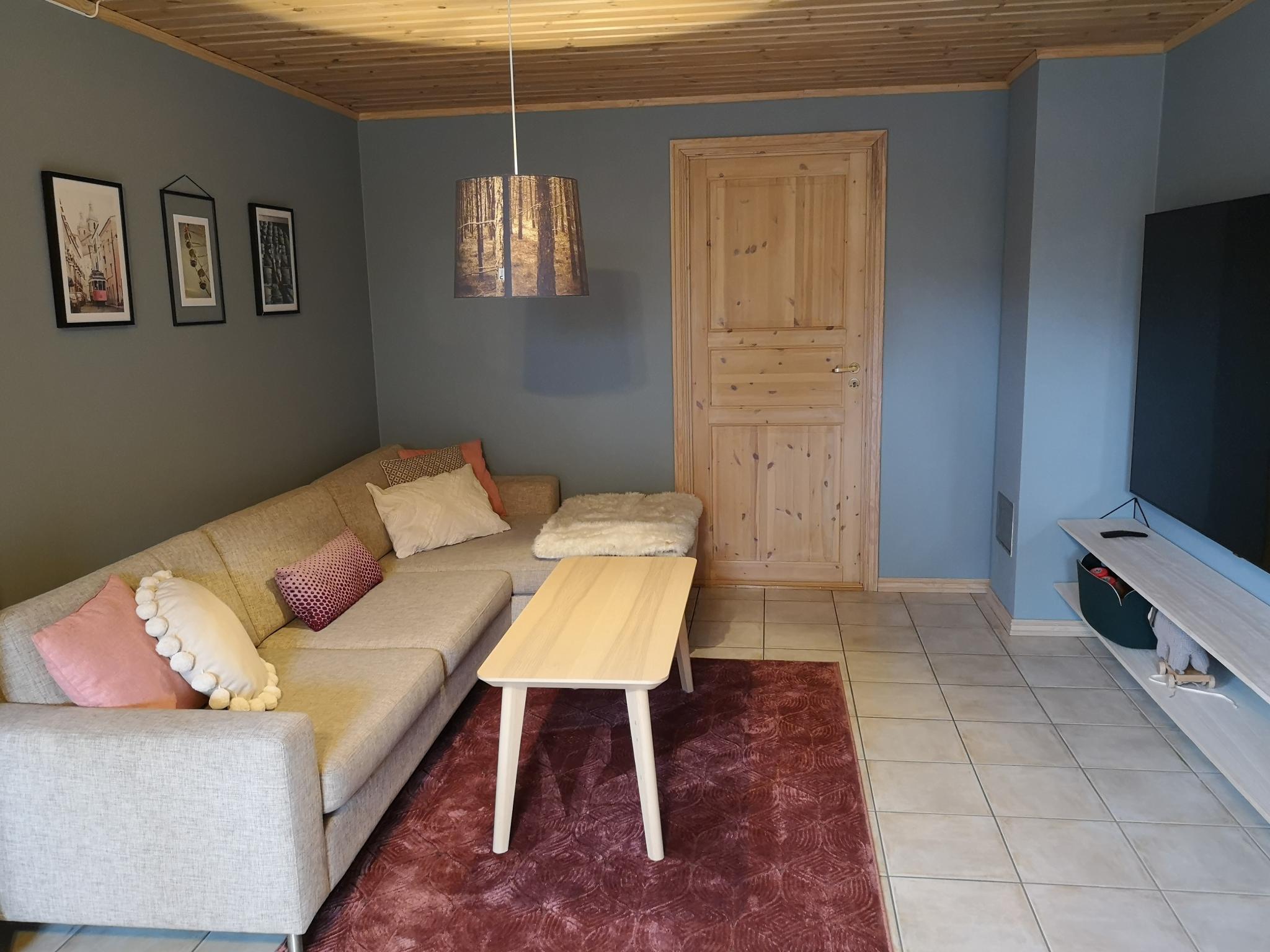 Stue med sovesofa fra Bolia, den brettes ut til en dobbeltseng