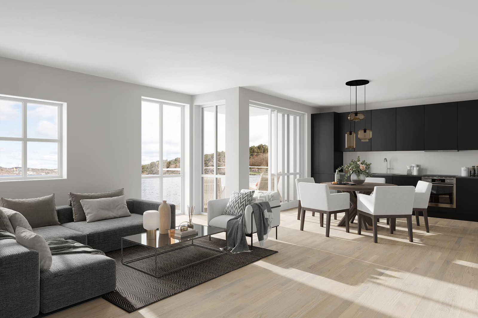 Illustrasjon fra prospektet. Andre, men liknende møbel-innredning inkludert.