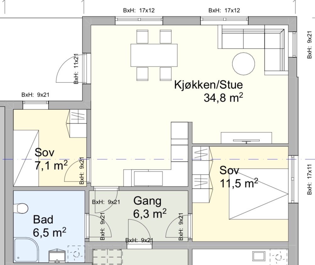 Plan tegning som viser antall areal er inkl. 