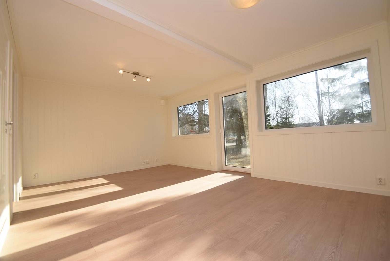 Lys stue med utgang til terrasse