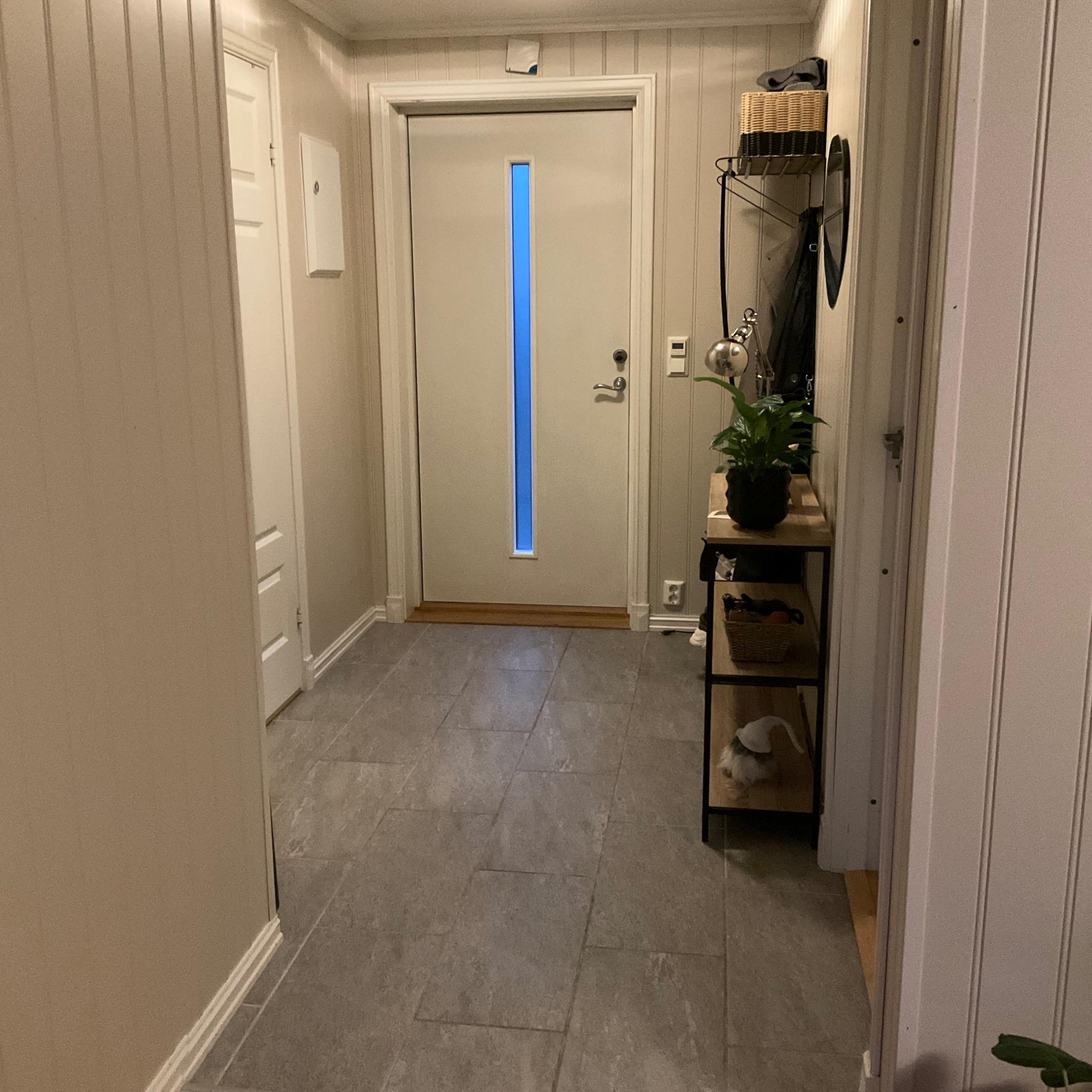 Flislagt inngang, varmekabler.